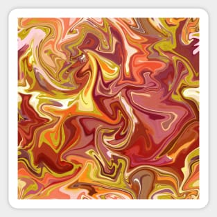 Summer Berries and Gold  Silk Marble - Red, Yellow, Orange, Pink Liquid Paint Pattern Sticker